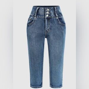 Flamingo Women’s Button Fly High Stretch High Rise Capris Size 29 / Size Medium